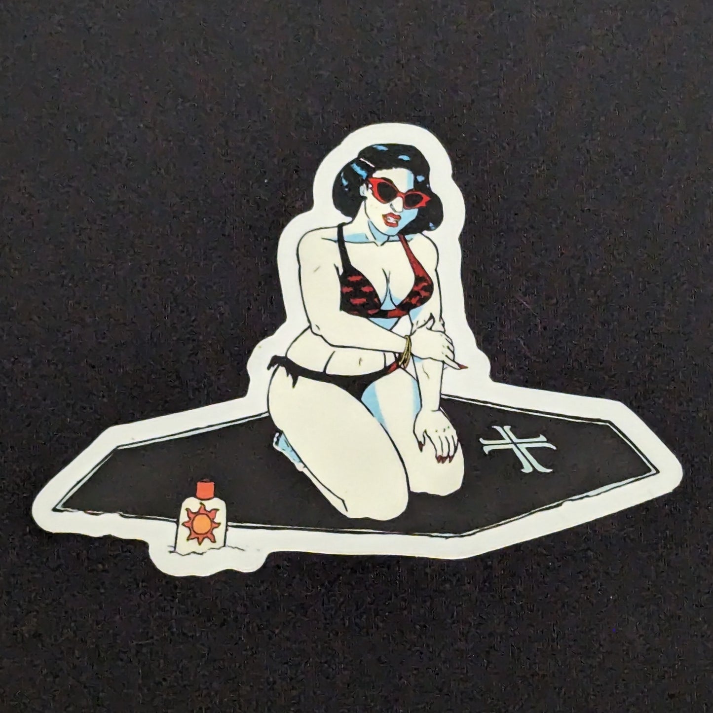Blood Beach Vampire Pinup Sticker