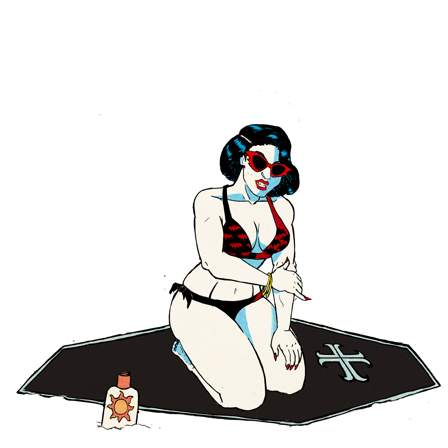Blood Beach Vampire Pinup Sticker